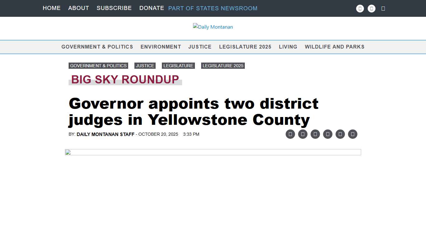Governor appoints two district court judges in Yellowstone County